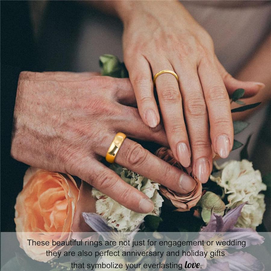 【並行輸入品】INURAN 18K gold band Rings Personalized For Couples 5mm womens and mの画像