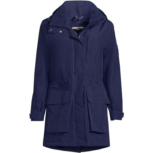 ランズエンド LANDS' END マウンテンパーカー レインジャケット L 青 Lands' End レディース スコール防水パーカー ディープシー