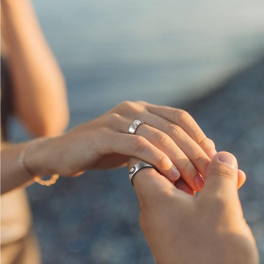 【並行輸入品】Zoesky 6mm カップルリングセット 男女兼用 ラブハート チタン プロミスリング 結婚指輪 カスタム刻印 バレンタインデージュエ_4