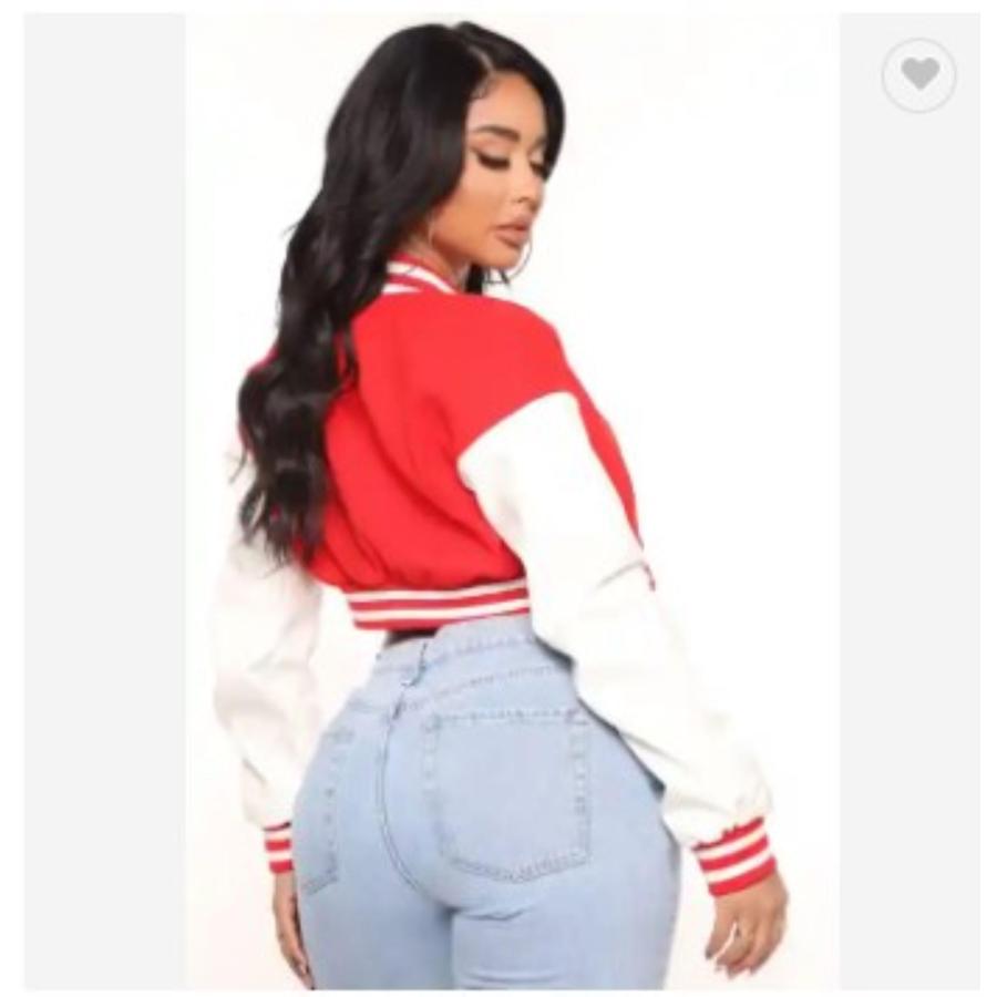 【並行輸入品】DVine 9 Designs Delta Sigma Theta Crop Varsity Jacket with Leathの画像