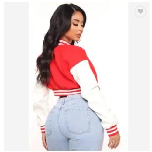 【並行輸入品】DVine 9 Designs Delta Sigma Theta Crop Varsity Jacket with Leathの画像