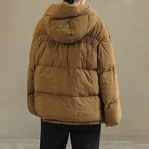 並行輸入品】Puffer Coat Women's Solid Color Down Jacket With Hood