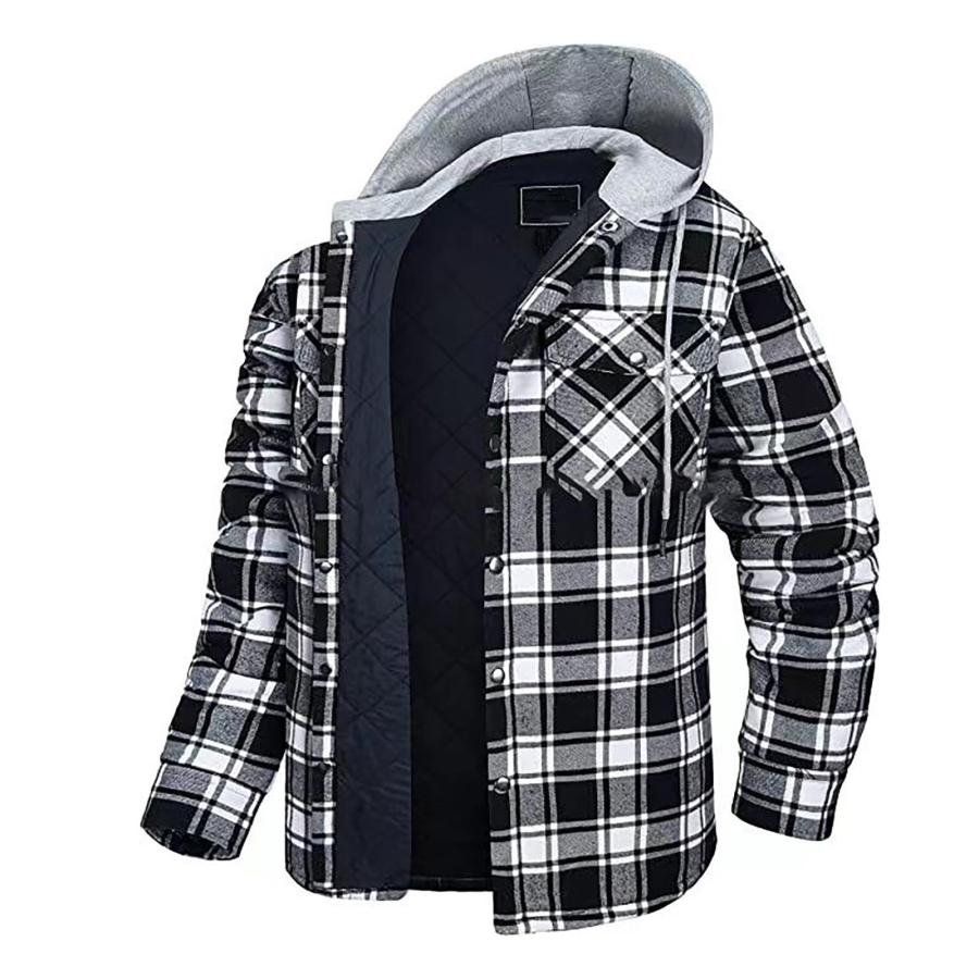 【並行輸入品】Firzero Men's Flannel Jackets, Lined Hooded Plaid Shirt Jacket Cの画像