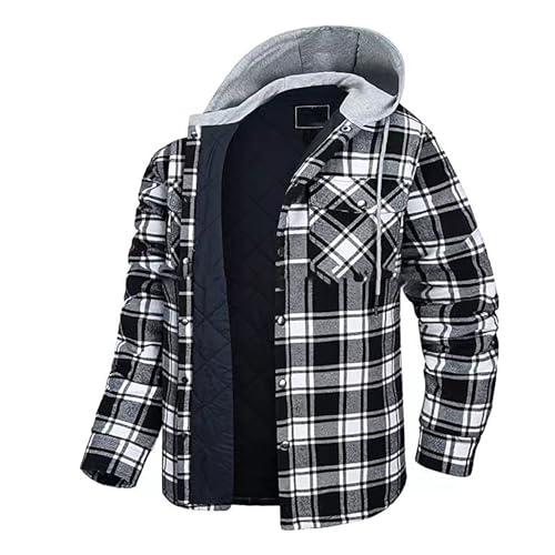 【並行輸入品】Firzero Men's Flannel Jackets, Lined Hooded Plaid Shirt Jacket Cの画像
