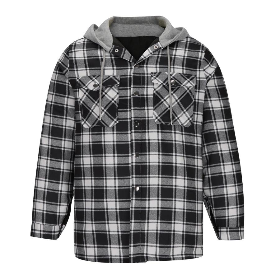【並行輸入品】Firzero Men's Flannel Jackets, Lined Hooded Plaid Shirt Jacket Cの画像