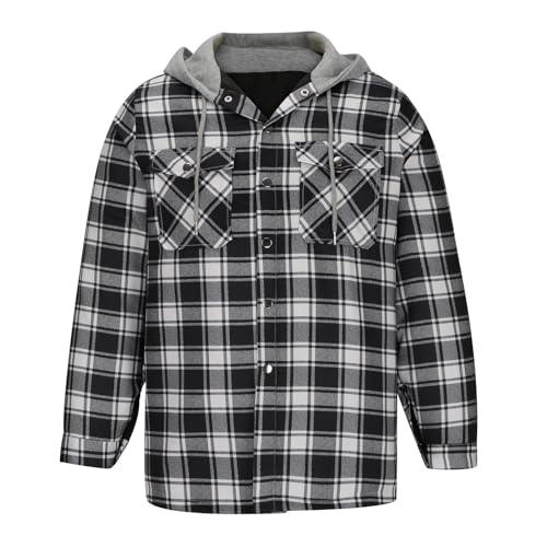 【並行輸入品】Firzero Men's Flannel Jackets, Lined Hooded Plaid Shirt Jacket Cの画像