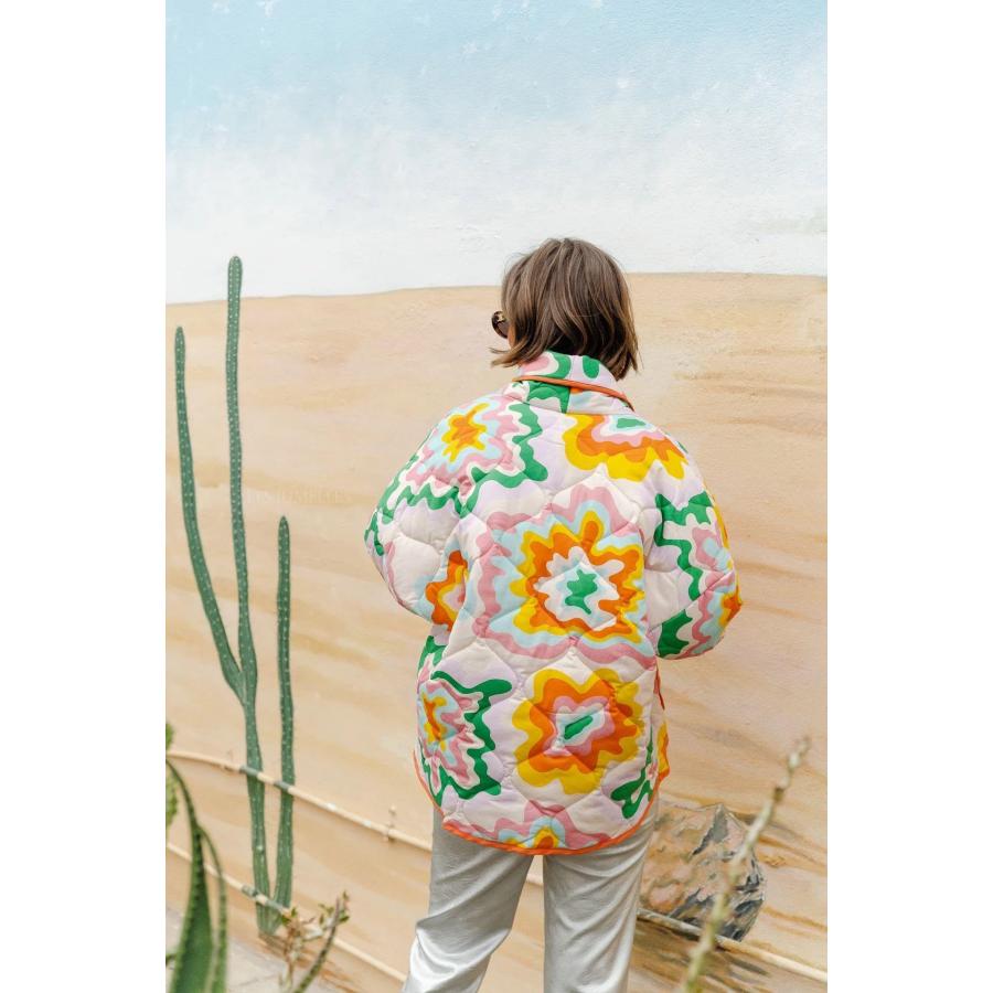 【並行輸入品】IVERIRMIN Flora Print Quilted Lightweight Jackets for Women， Ove
