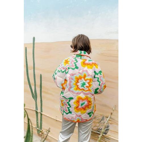 【並行輸入品】IVERIRMIN Flora Print Quilted Lightweight Jackets for Women， Ove