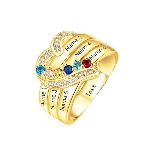 【並行輸入品】10K 14K 18K Solid Gold Personalized Family Name Ring Mothers Rinの画像