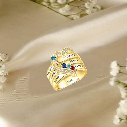 【並行輸入品】10K 14K 18K Solid Gold Personalized Family Name Ring Mothers Rinの画像