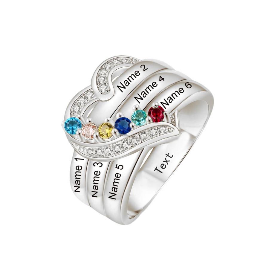 【並行輸入品】10K 14K 18K Solid Gold Personalized Family Name Ring Mothers Rinの画像