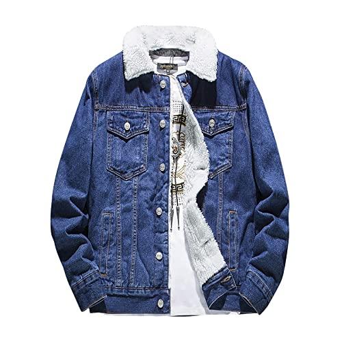 【並行輸入品】Distressed Denim Jacket Mens Sherpa Fleece Lined Denim Jacket Wiの画像