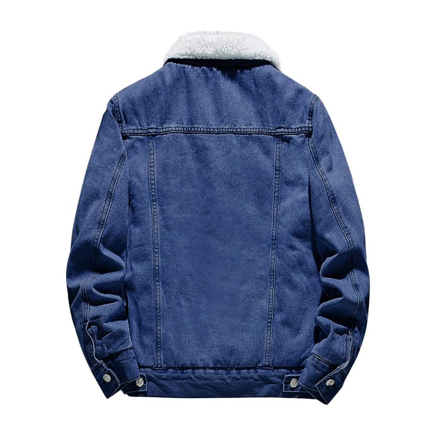 【並行輸入品】Distressed Denim Jacket Mens Sherpa Fleece Lined Denim Jacket Wiの画像
