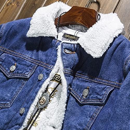【並行輸入品】Distressed Denim Jacket Mens Sherpa Fleece Lined Denim Jacket Wiの画像