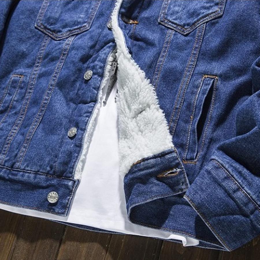 【並行輸入品】Distressed Denim Jacket Mens Sherpa Fleece Lined Denim Jacket Wiの画像