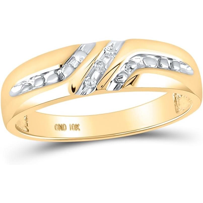 【並行輸入品】Jewels By Lux Solid 10k Yellow Gold Mens Round Diamond Wedding Bandの画像