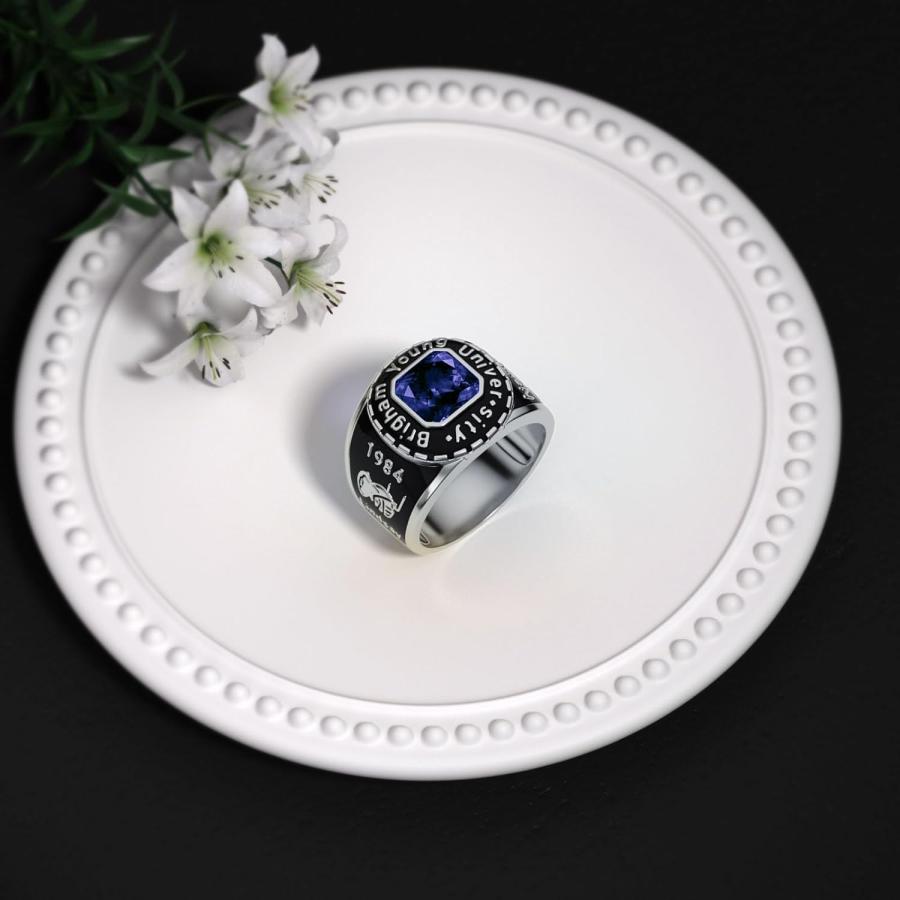 【並行輸入品】Dorunmo カスタマイズ可能なクラスリング メンズ 高校/大学卒業生用 クラスリング カスタマイズ可 925スターリングシルバー 誕_1