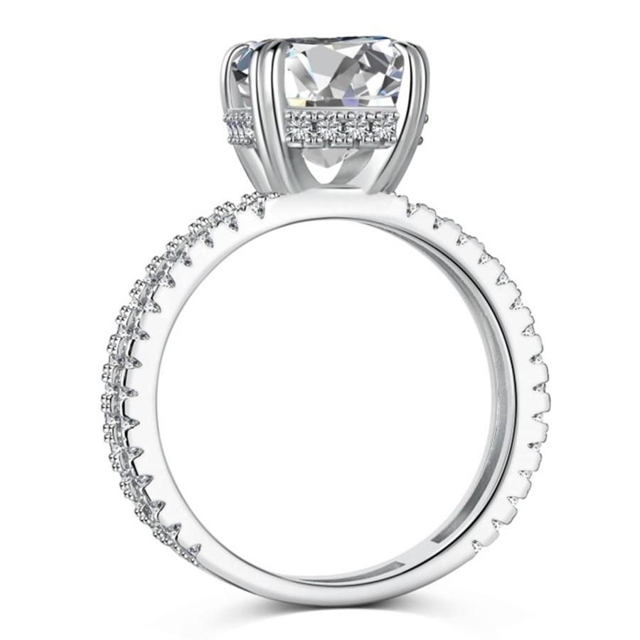 【並行輸入品】MRENITE 4CT Moissanite Cushion Cut Ring Cushion Moissanite Splitの画像