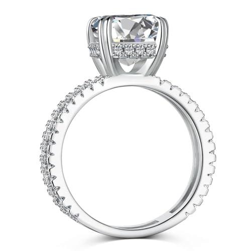 【並行輸入品】MRENITE 4CT Moissanite Cushion Cut Ring Cushion Moissanite Splitの画像