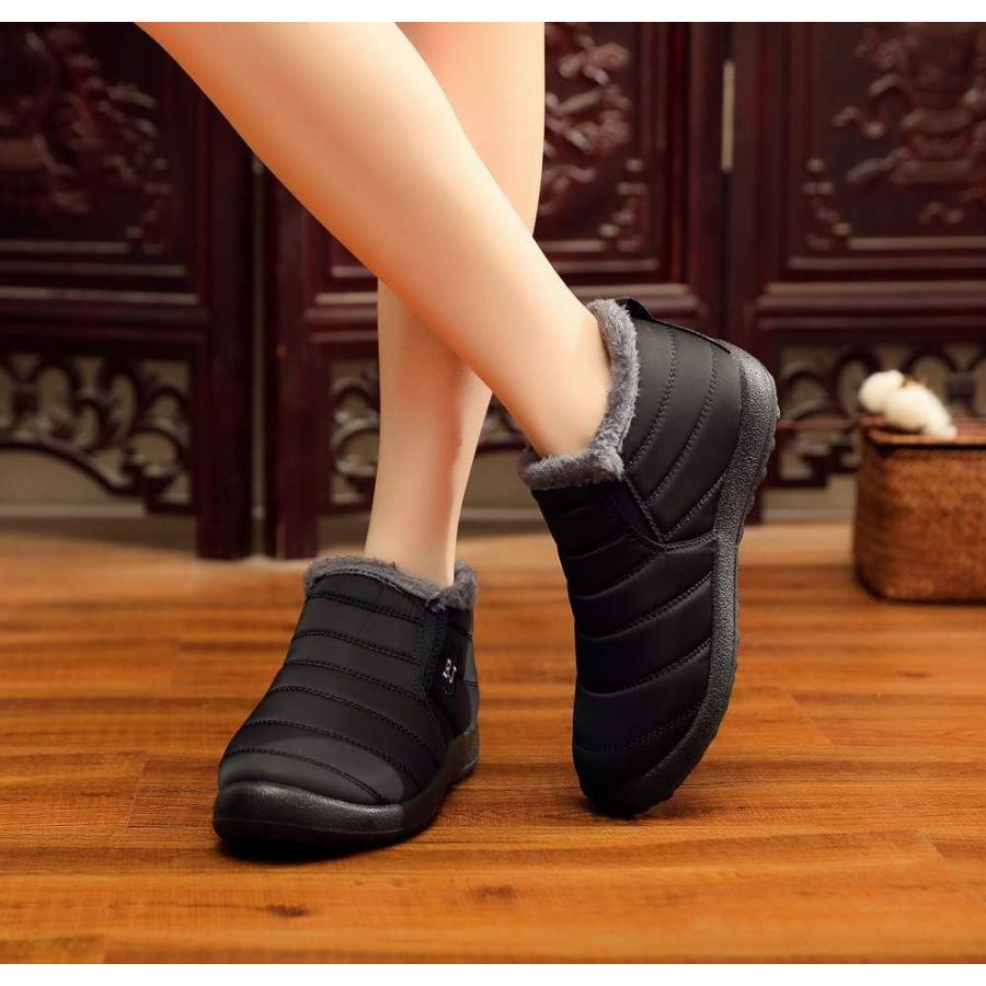 送料無料でお届け JWSVBF Womens Snow Boots Waterproof Ankle High Thick Sole Slip-Ons Warm Plush Thickened Non-Slip Outdoor Footwear Fashion Winter Side Zip Wedge H