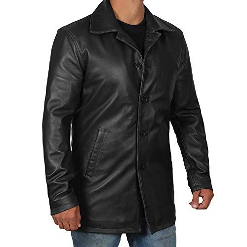 【並行輸入品】fjackets Black Leather Coats Jacket for Men Leather Car Coat Menの画像