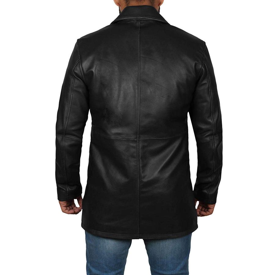 【並行輸入品】fjackets Black Leather Coats Jacket for Men Leather Car Coat Menの画像