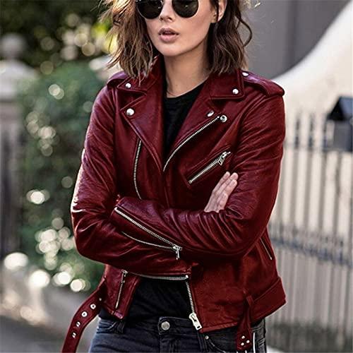 【並行輸入品】Firzero Women's Leather Bomber Jackets 2023 Fall Winter Trendy Cの画像