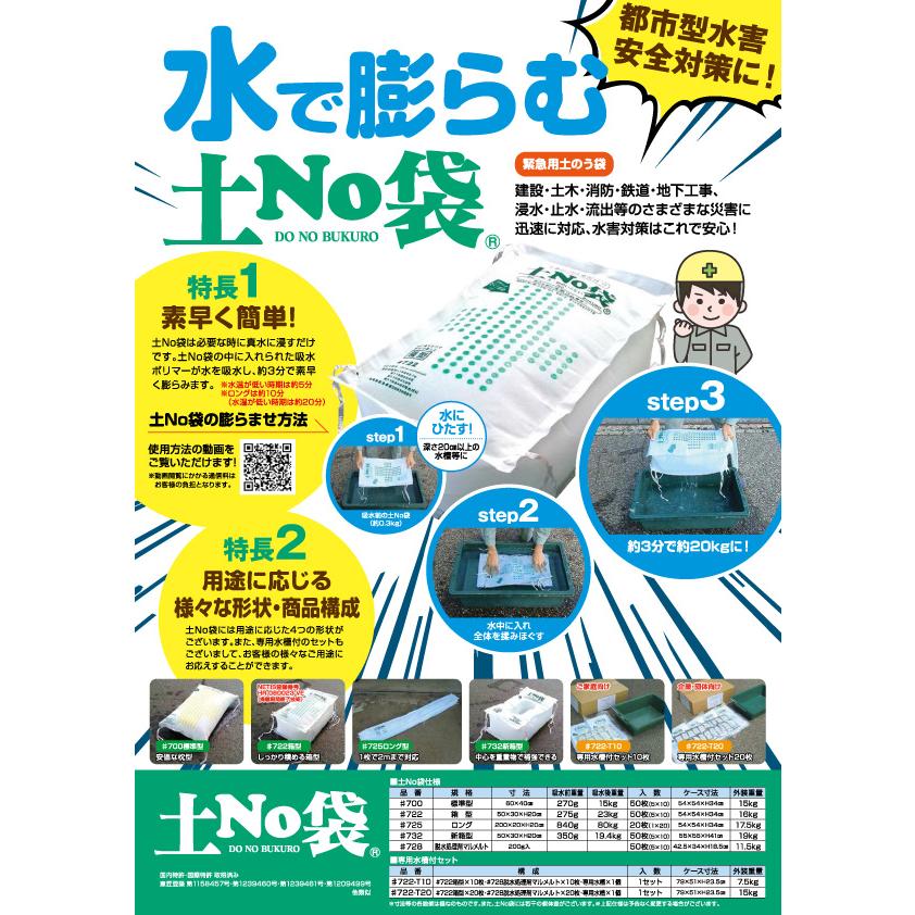 丸和ケミカル 土No袋（新箱型）#732 吸水土のう袋 水で膨らむ 災害