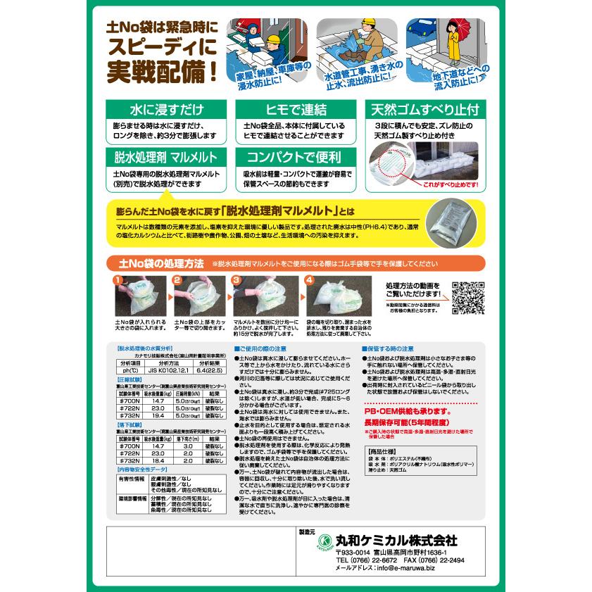 丸和ケミカル 土No袋（新箱型）#732 吸水土のう袋 水で膨らむ 災害
