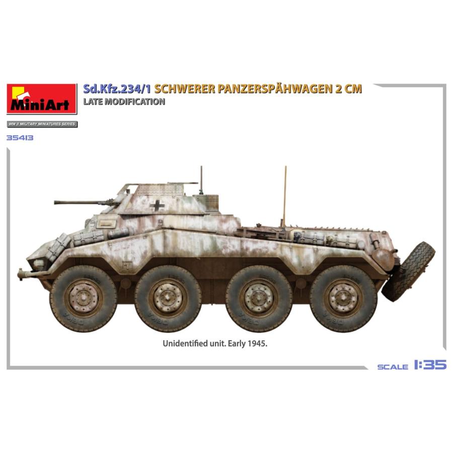 ミニアート(Miniart) 1/35 Sd.Kfz.234/1 重装甲偵察車 (2cm砲搭載型) 後期型 プラモデル MA35413 (軍用車両)の画像