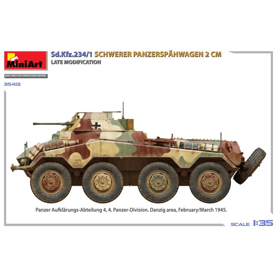 ミニアート(Miniart) 1/35 Sd.Kfz.234/1 重装甲偵察車 (2cm砲搭載型) 後期型 プラモデル MA35413 (軍用車両)の画像