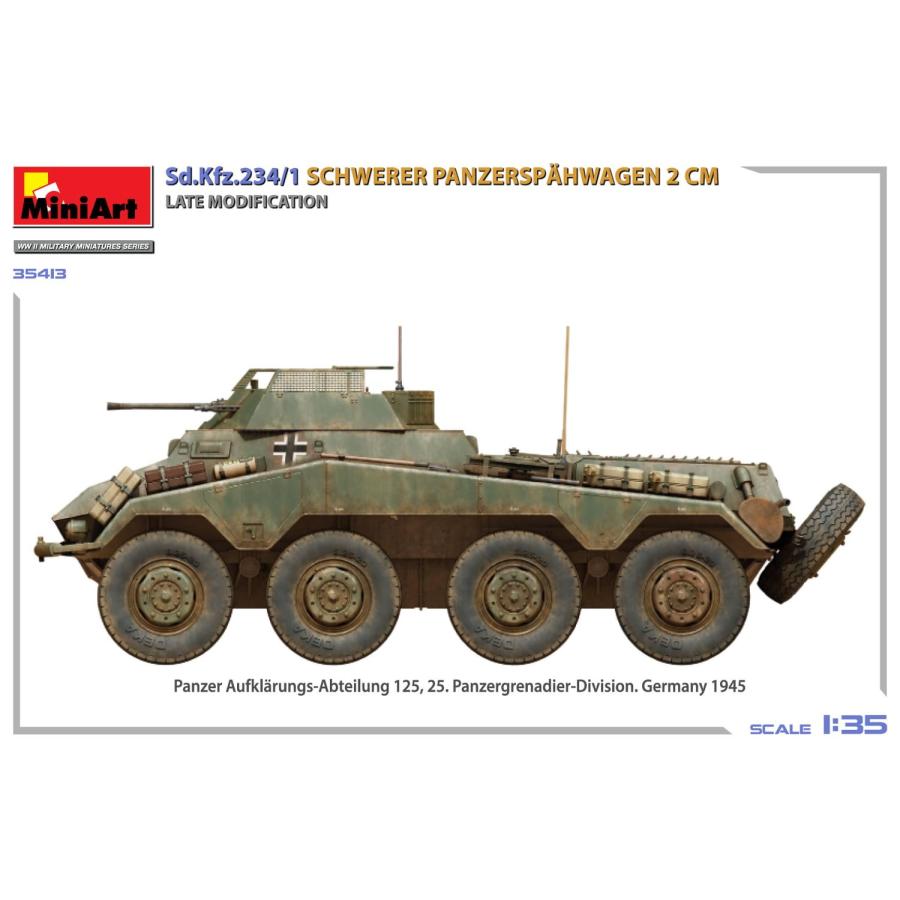ミニアート(Miniart) 1/35 Sd.Kfz.234/1 重装甲偵察車 (2cm砲搭載型) 後期型 プラモデル MA35413 (軍用車両)の画像