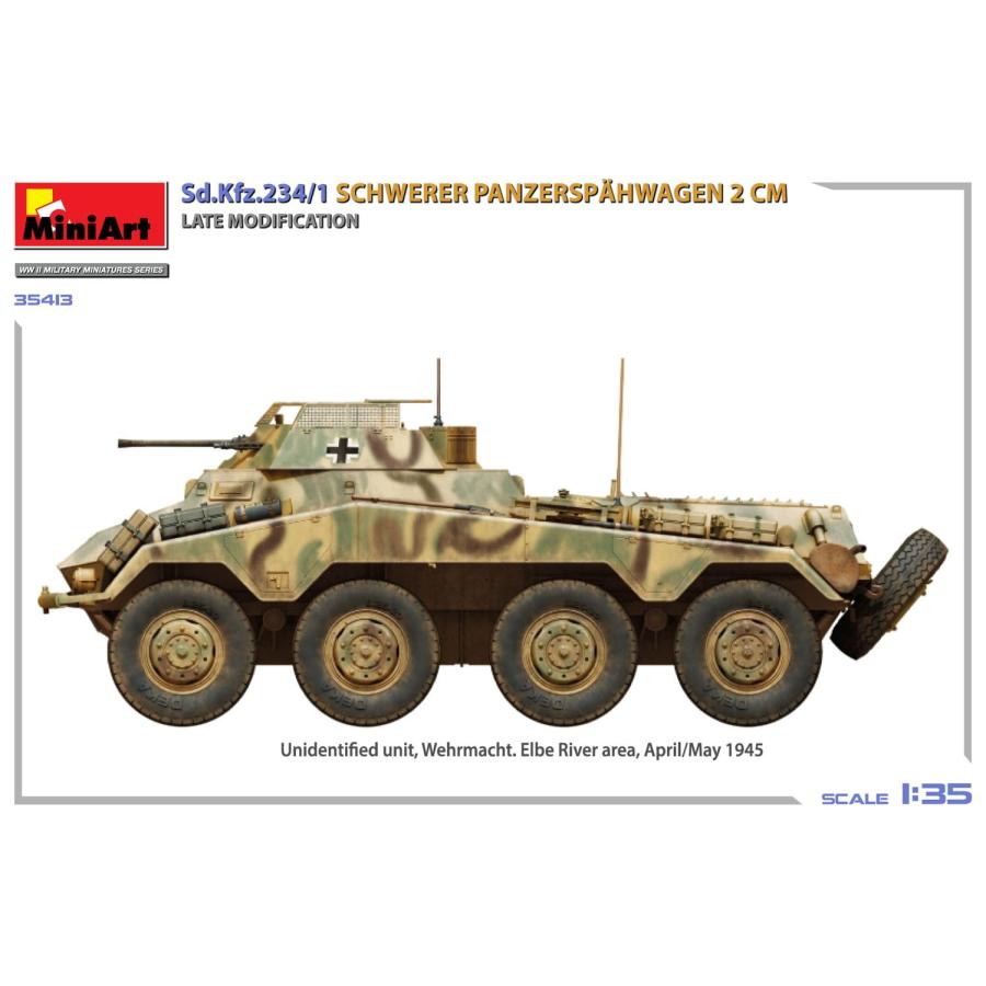 ミニアート(Miniart) 1/35 Sd.Kfz.234/1 重装甲偵察車 (2cm砲搭載型) 後期型 プラモデル MA35413 (軍用車両)の画像