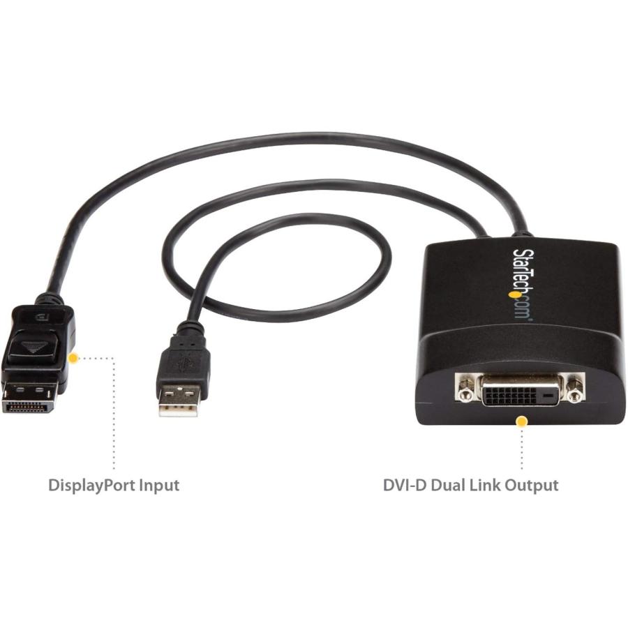 StarTech.com DisplayPort - DVIデュアルリンク アクティブ変換アダプタ/2560x1600 60Hz/DP1.2 - DVの画像
