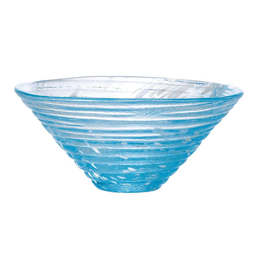 青色 横筋文 アンティーク ガラス鉢 [B31450] 青色 横筋文 アンティーク ガラス鉢 [B31450]