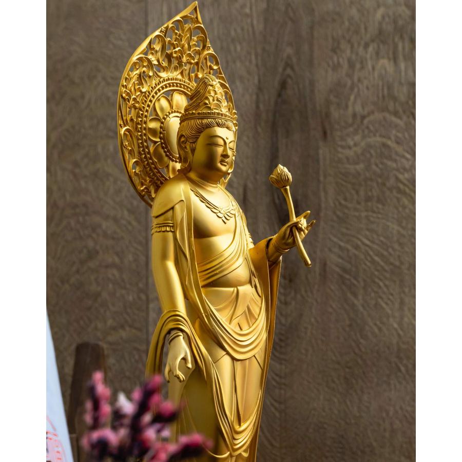 仏像 聖観音菩薩 26.1cm(金メッキ/24金) 仏師：松久朋琳 原型＿ 