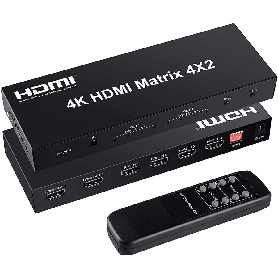 FERRISA 4K x 2K HDMIマトリックス セレクター 4入力2出力 音声分離器