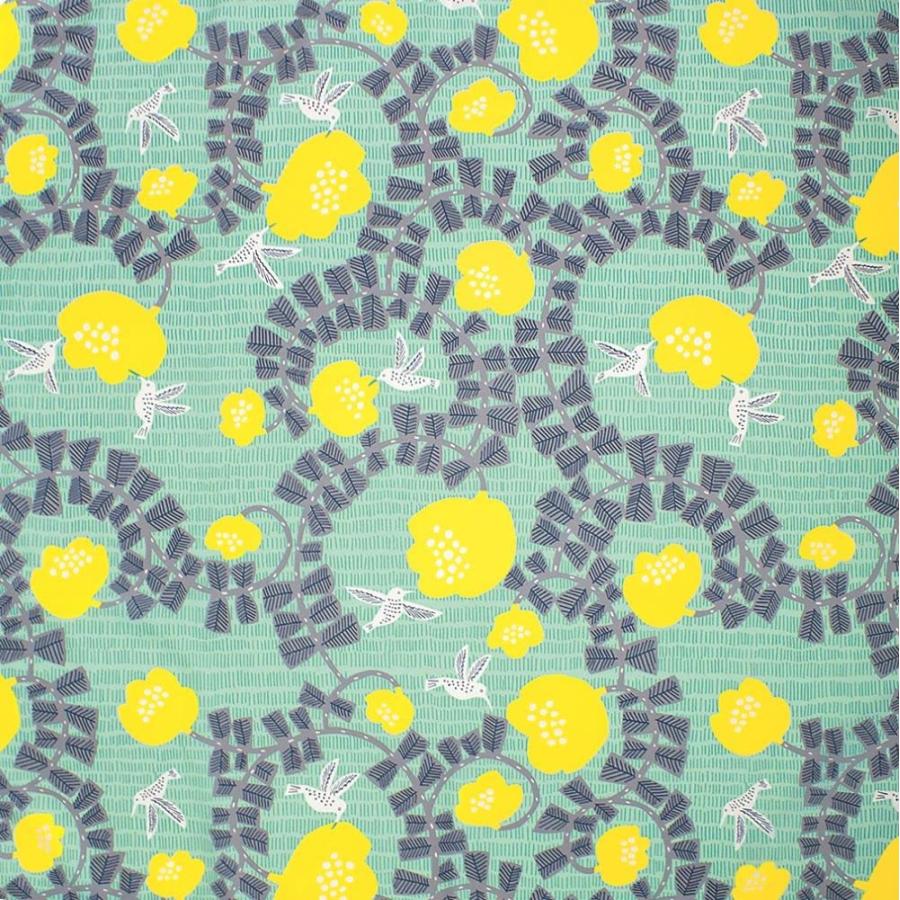 むす美 ふろしき 100 kata kata アクアドロップ ハチドリ グリーン 100cm ポリエステル 撥水加工 | 