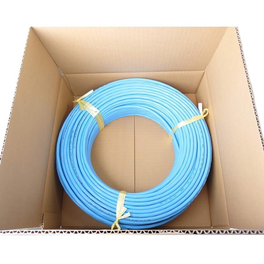 日本製線 10Gギガビット伝送対応 Cat6A U/UTP LANケーブル 100m巻(水色
