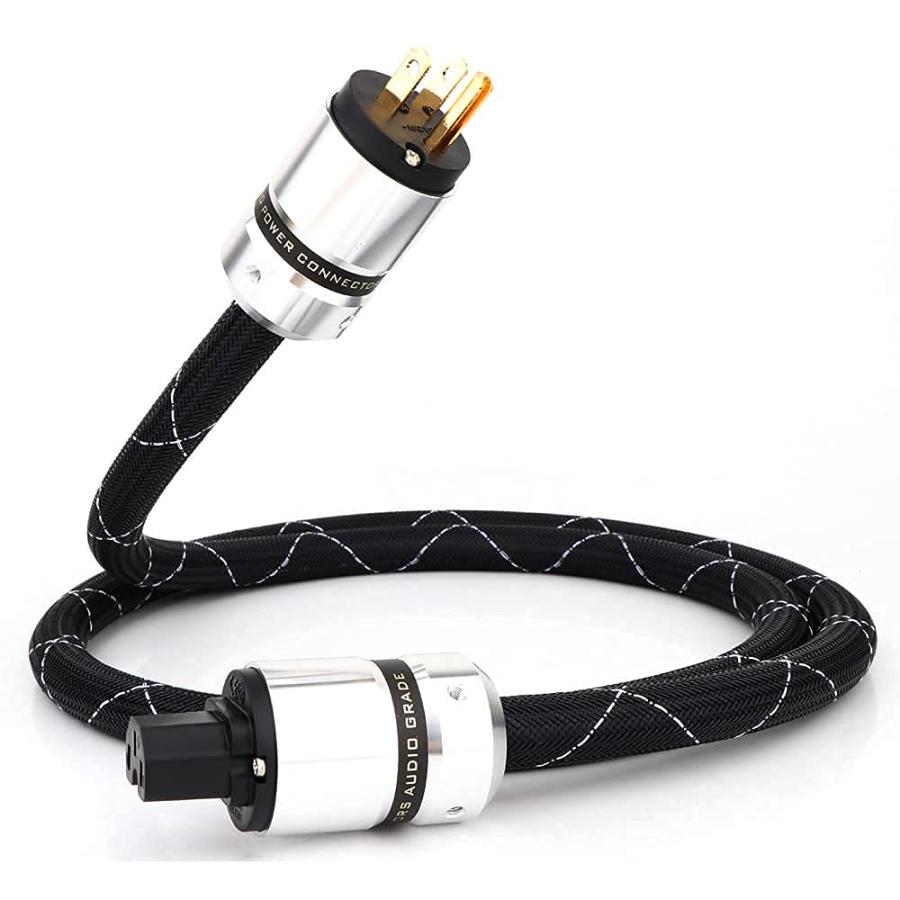 Monosaudio 12AWG HiFiオーディオ電源ケーブル 純銅 3ピン 125V/15A AC