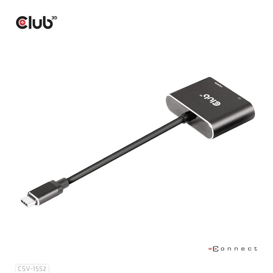 Club 3D MST ハブ USB3.2 Gen2 Type-C (DP Alt-Mode) to DisplayPort + 