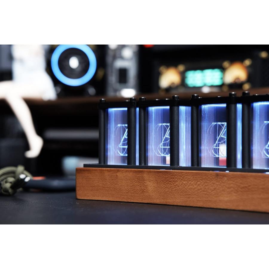 ニキシー管風置き時計 レトロモダン木製クロック 1600万色 RGB