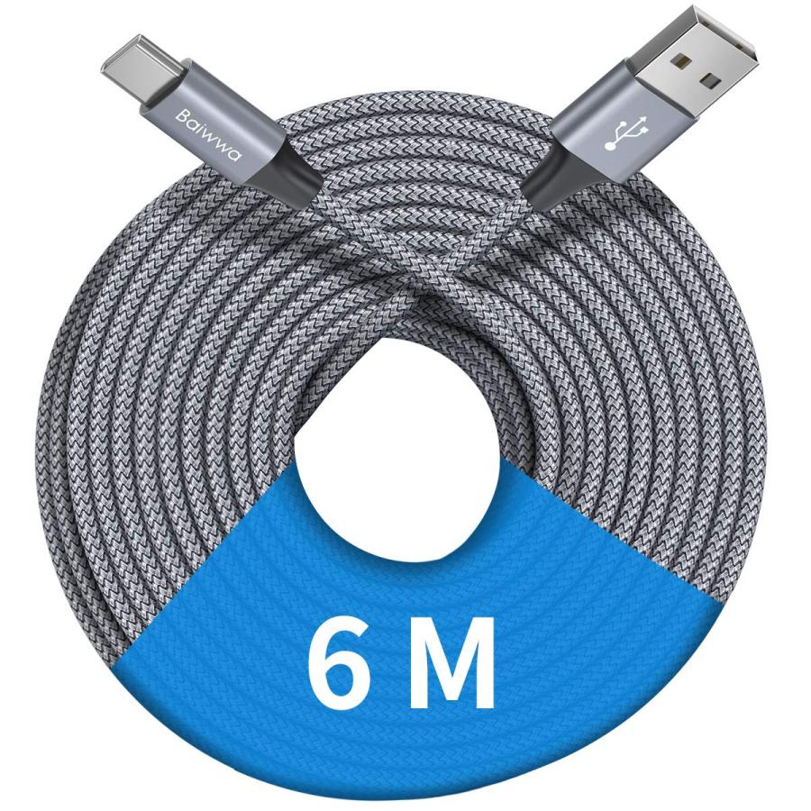 USB Type C ケーブル【6m/1本】Baiwwa USB-A to USB-C 充電 ケーブル