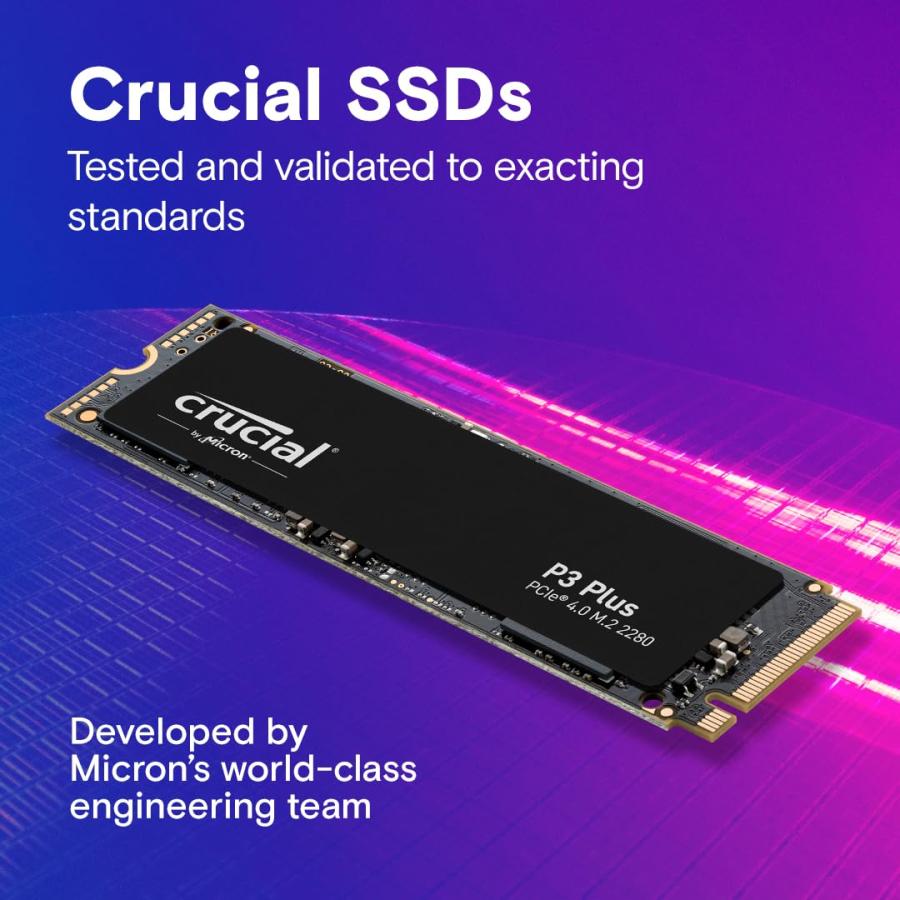 Crucial P3 Plus 2TB PCIe Gen4 3D NAND NVMe M.2 SSD 最大5000MB/秒 