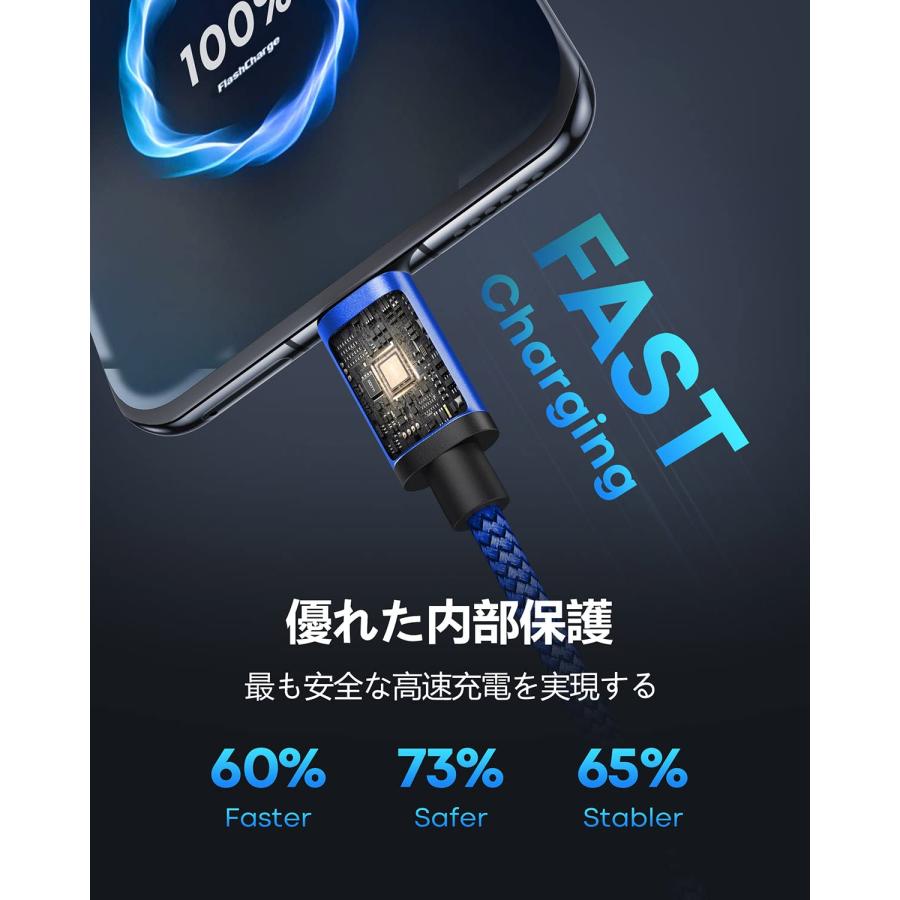 USB Type C ケーブル【3m/3本/3色】 DDIYYI USB-C & USB-A ケーブル 3A急速充電 usb c ケーブル QC3.0 |  | 02