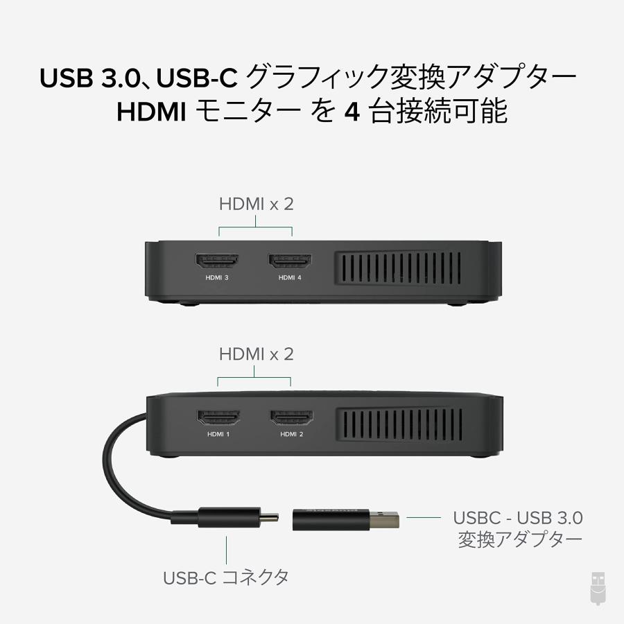 Plugable USB-C HDMI グラフィック変換アダプター モニター 4 台接続可能_1