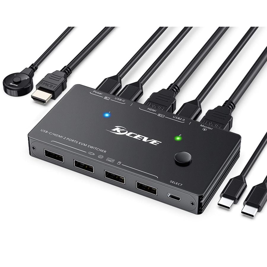 新モデル 】USB-C HDMI KVM切替器、2ポートType-CとHDMI