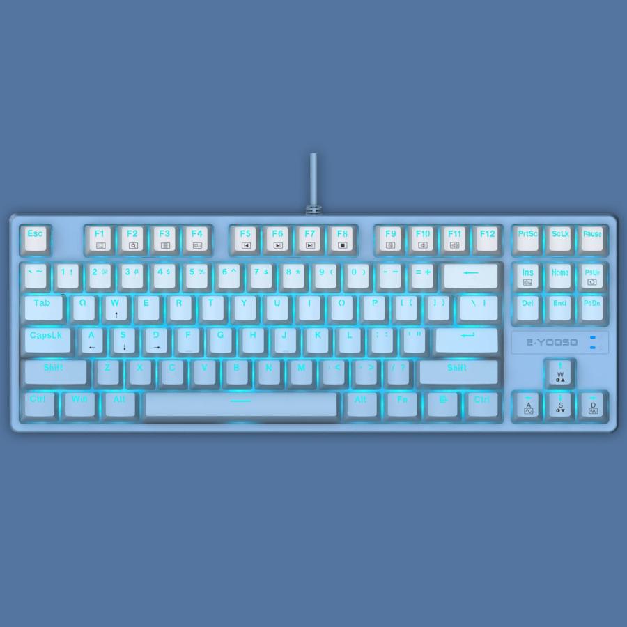 e元素ゲーミングキーボード メカニカルキーボード 青軸 コンパクト87