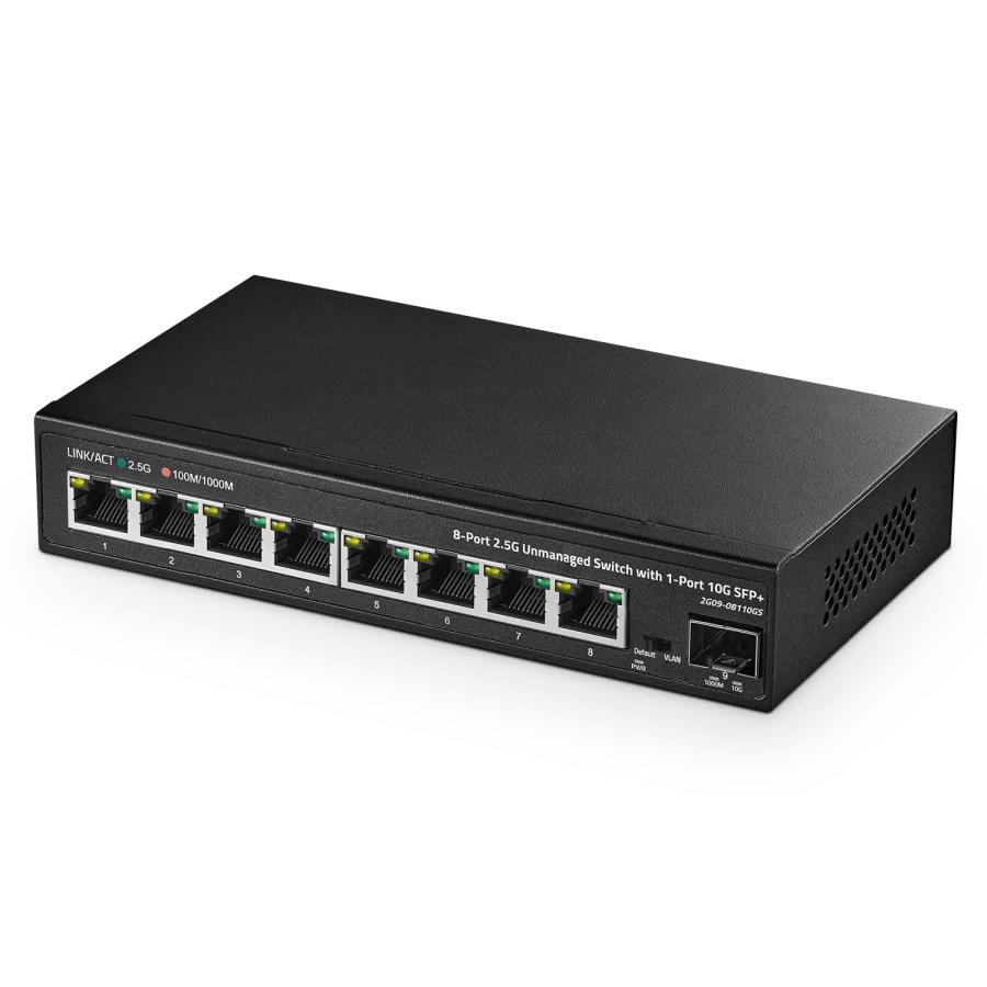 Binardat 8ポート2.5Gスイッチ、10G SFP+ポート、8 x 2.5ギガビットRJ