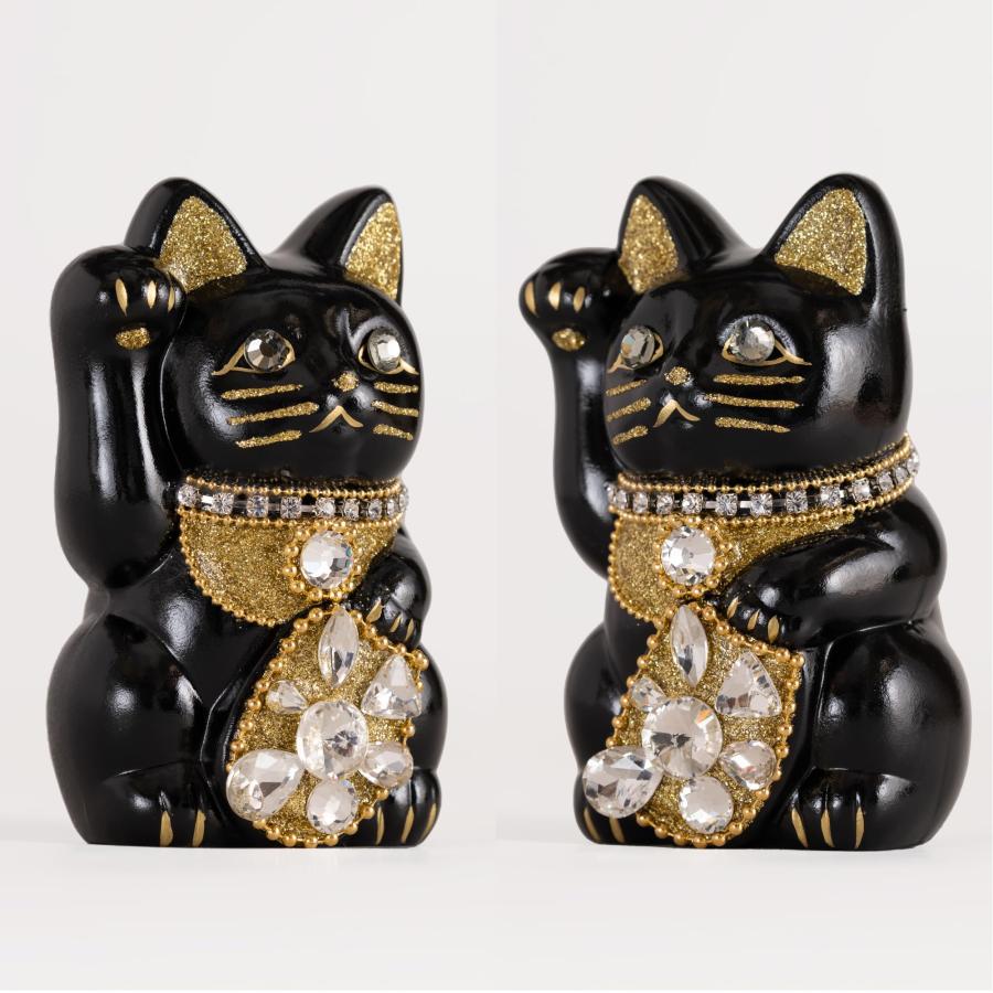 ご縁猫 ジュエリーキャット(S-SIZE 黒 Black)右手あげ/陶器 ご縁猫 ジュエリーキャット(S-SIZE 黒 Black)右手あげ/陶器